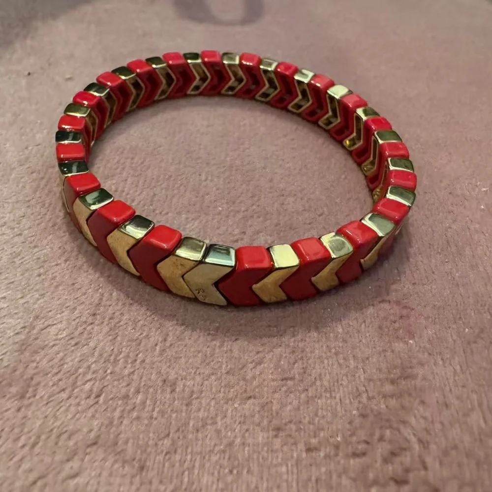 Roxanne Assoulin - Bit X Bit Red and Gold Stretch Bracelet